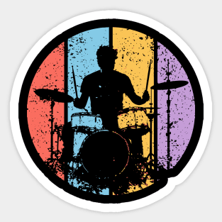 Retro Grunge Drummer Pop Art – Vintage Rock Music Tee Sticker